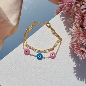 Blue and Pink Eye Bracelet