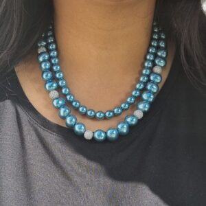 Double Line Shell Pearl Mala with CZ Balls.