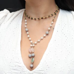 Black Donut Pearl Necklace