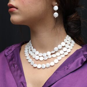 Flat Pearl Choker with Earring