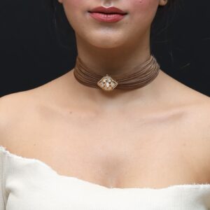 Mesh Kundan Spade Choker