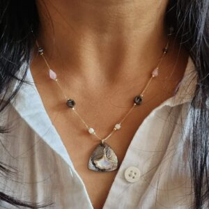 Gun Metal Fan Pendant Chain