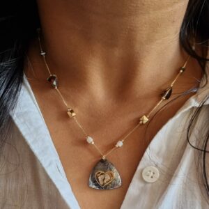 Gun Metal Footprint Pendant Chain