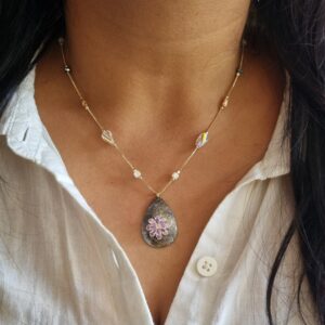 Gun Metal Flower Pendant Charm