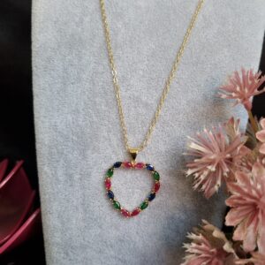 Tri-Coloured Hollow Heart Chain