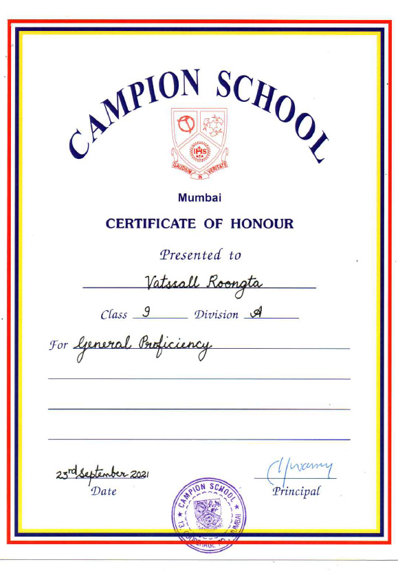 STD 9A – General Proficiency